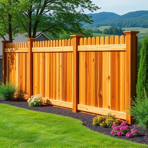 Completed wood fence installation in Pigeon Forge TN showcasing rich textures, warm tones, and a manicured landscape.