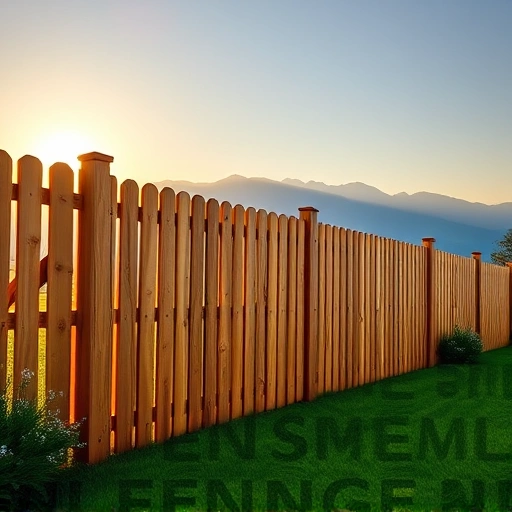Wood fence installation in Pigeon Forge TN with rich wood tones, lush lawn, flowers, and Smoky Mountains backdrop.