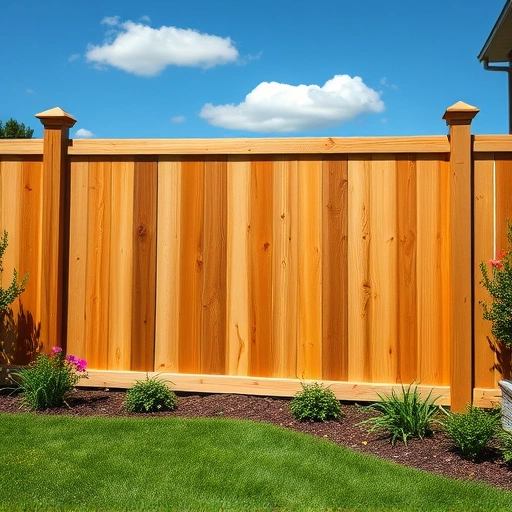 Completed wooden fence installation in Knoxville TN, showcasing craftsmanship with lush grass and flower beds.