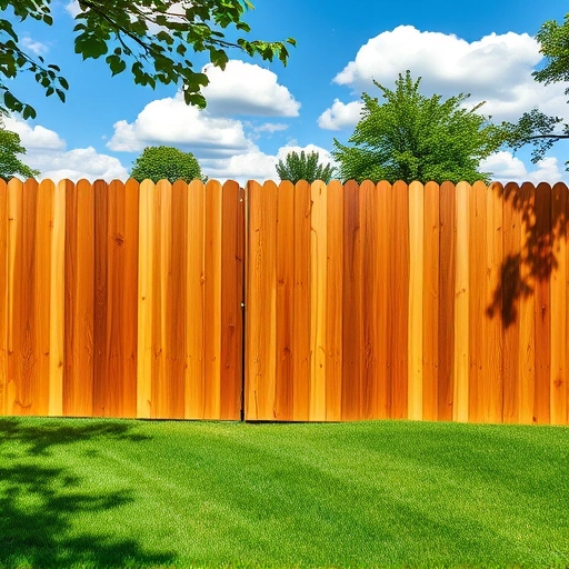 Perfectly installed wood fence in Knoxville TN surrounded by lush green lawn and framed by leafy trees.