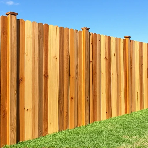 Completed wood fence installation in Jacksboro TN with rich grain patterns and a serene suburban landscape.