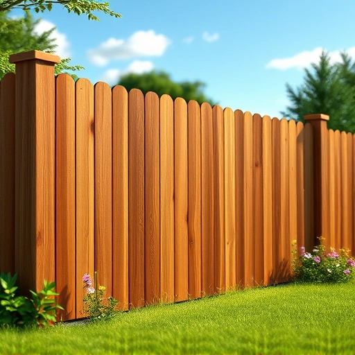 Wood fence installation in Maynardville TN surrounded by lush greenery and vibrant wildflowers under a clear blue sky.