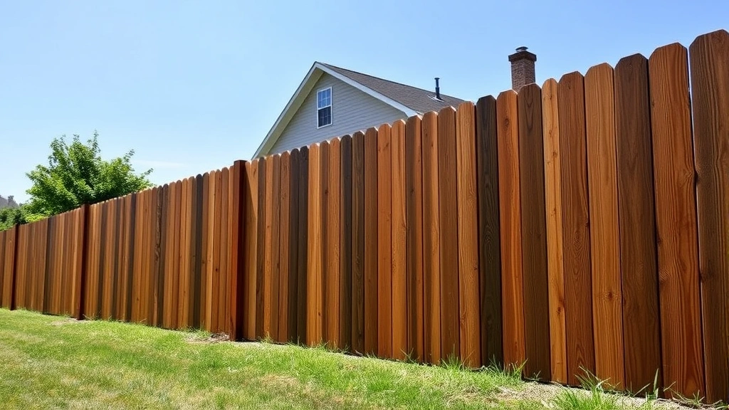 Fence staining project showcasing rich wood color in Knoxville, TN with tools and materials visible.