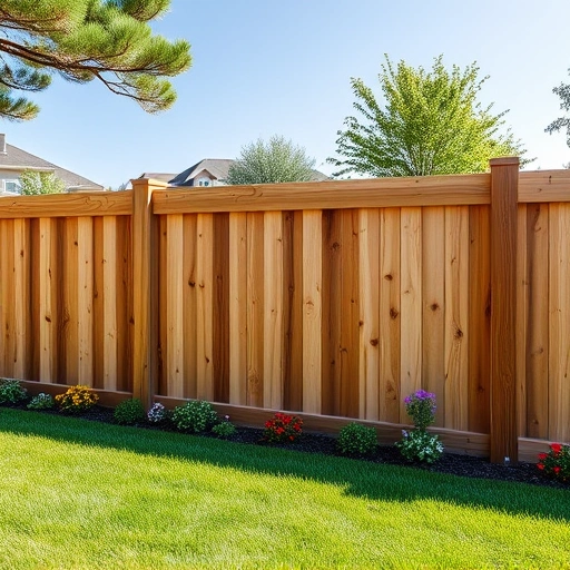 Completed wooden fence installation in Friendsville TN featuring smooth wood grains and vibrant landscaping in a serene setting.