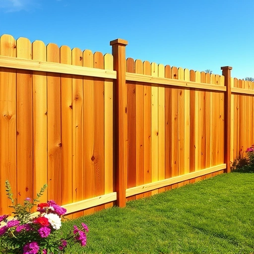 Completed wood fence installation in Knoxville TN, showcasing craftsmanship in a vibrant yard under a blue sky.