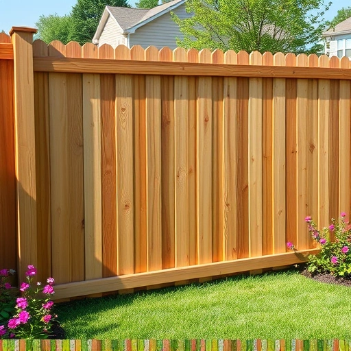 Completed wood fence installation in Powell TN, showcasing detailed panels and vibrant surrounding landscaping.