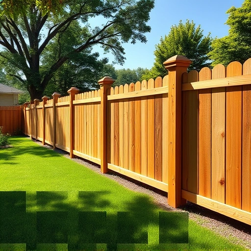 Completed wooden fence in Friendsville TN, showcasing craftsmanship in a serene suburban backyard with vibrant flowers.