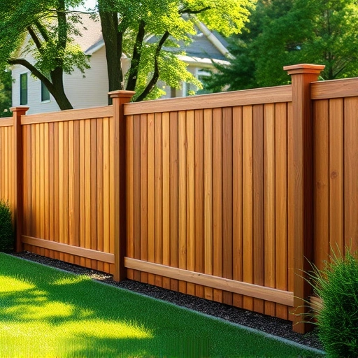 Completed wooden fence in Maynardville TN, showcasing warm tones and quality craftsmanship in a serene suburban setting.