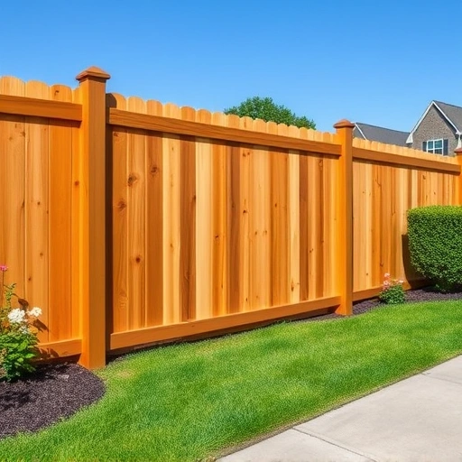Completed wooden fence installation in Loudon TN with rich wood tones and polished surfaces in a serene suburban setting.