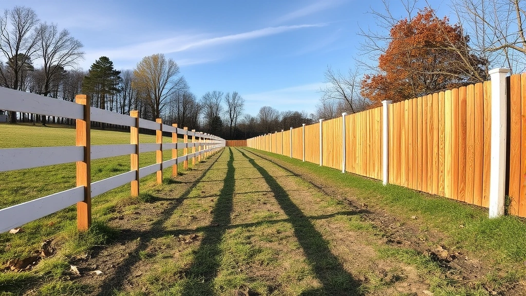 Fencing in Norris, TN with trees and a clear blue sky in the background.