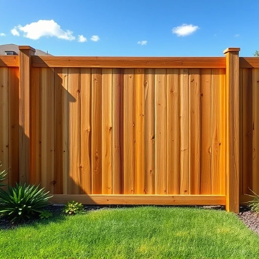 Completed wooden fence in Jefferson City TN, surrounded by green grass and landscaping under a clear blue sky.