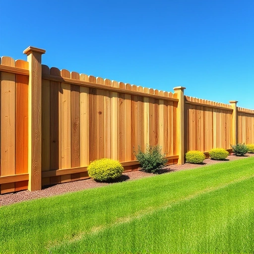 Completed wood fence in Midway TN with smooth cedar panels, aligned posts, and vibrant lawn under a clear blue sky.