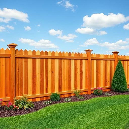 Completed cedar wood fencing in Loudon TN, featuring polished surfaces, decorative caps, and a vibrant landscape.