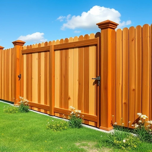Completed wooden fence project in New Tazewell TN blends with green lawn and wildflowers under a blue sky.