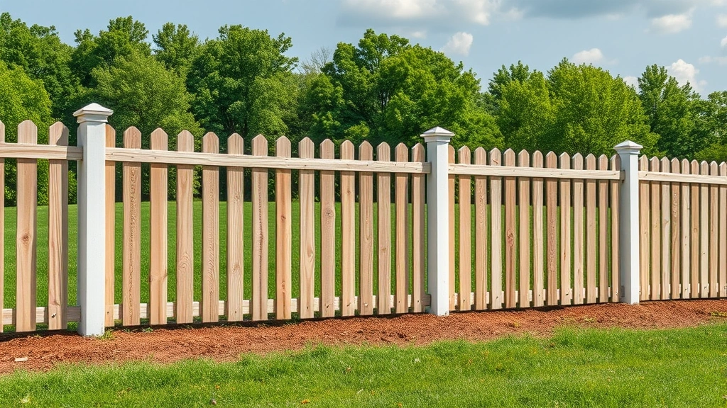 Fencing in Morristown TN with a clear blue sky and green grass in the background.