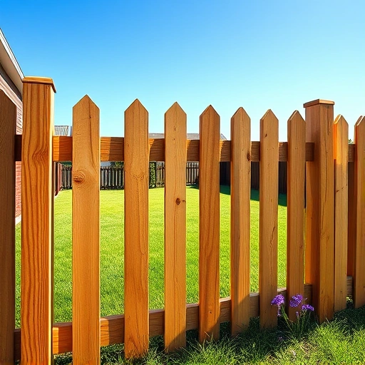Dog-ear picket fence installation in Knoxville TN showcases quality craftsmanship with a manicured lawn and clear blue sky.