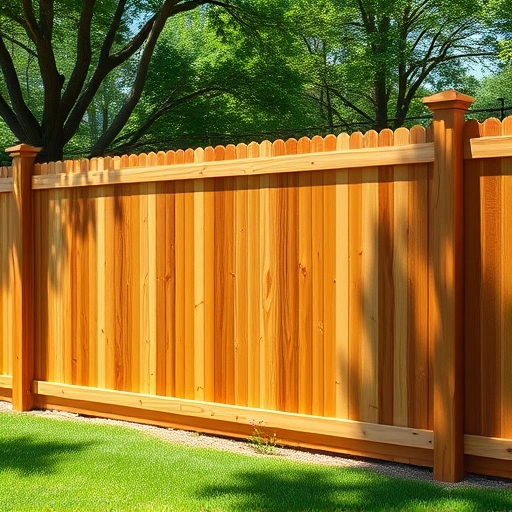 Completed wood fence installation in La Follette TN, showcasing rich textures and vibrant colors amidst a lush lawn.
