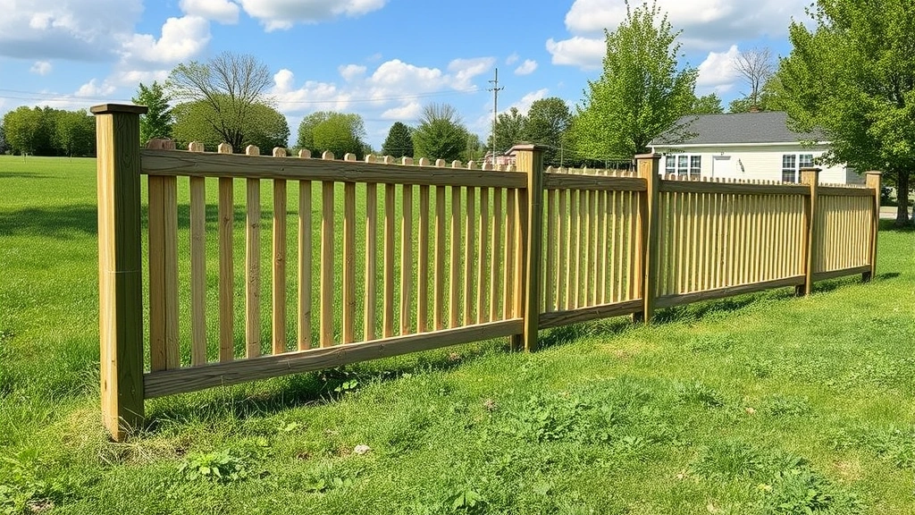 Fencing in Seymour, TN with a clear blue sky and green grass in the background.