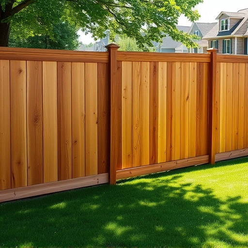 Completed wood fence installation in Farragut TN with polished planks, lush lawn, and serene suburban background.