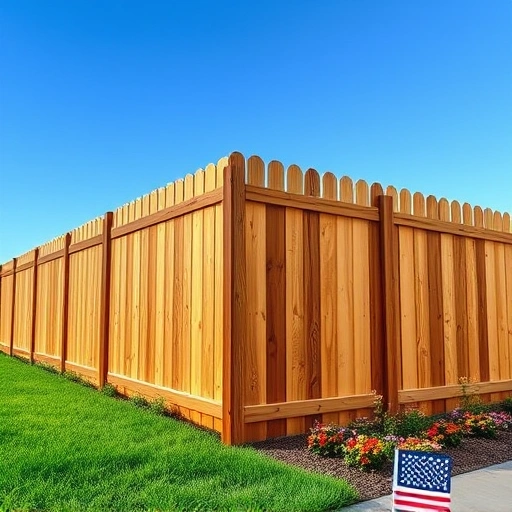 Completed wood fence installation in Kingsport TN, featuring rich wood tones, lush greenery, and vibrant flower beds.
