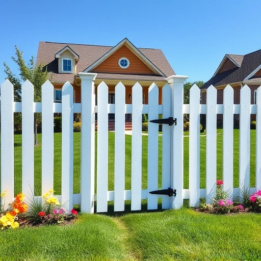 Completed white picket fence in Knoxville TN, surrounded by green lawn and colorful flowers, with a charming home backdrop.