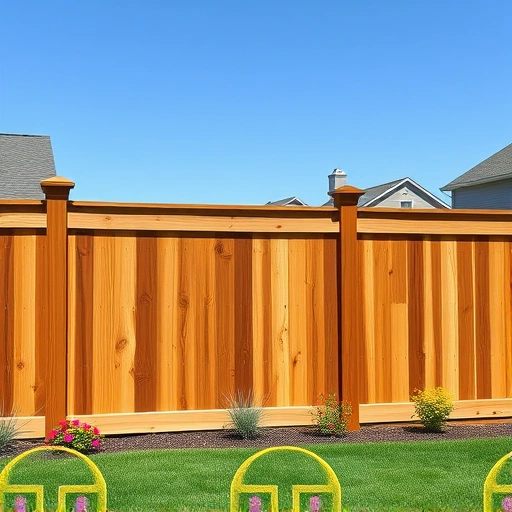 Completed cedar wood fence installation in Caryville TN, blending seamlessly with a serene suburban landscape.