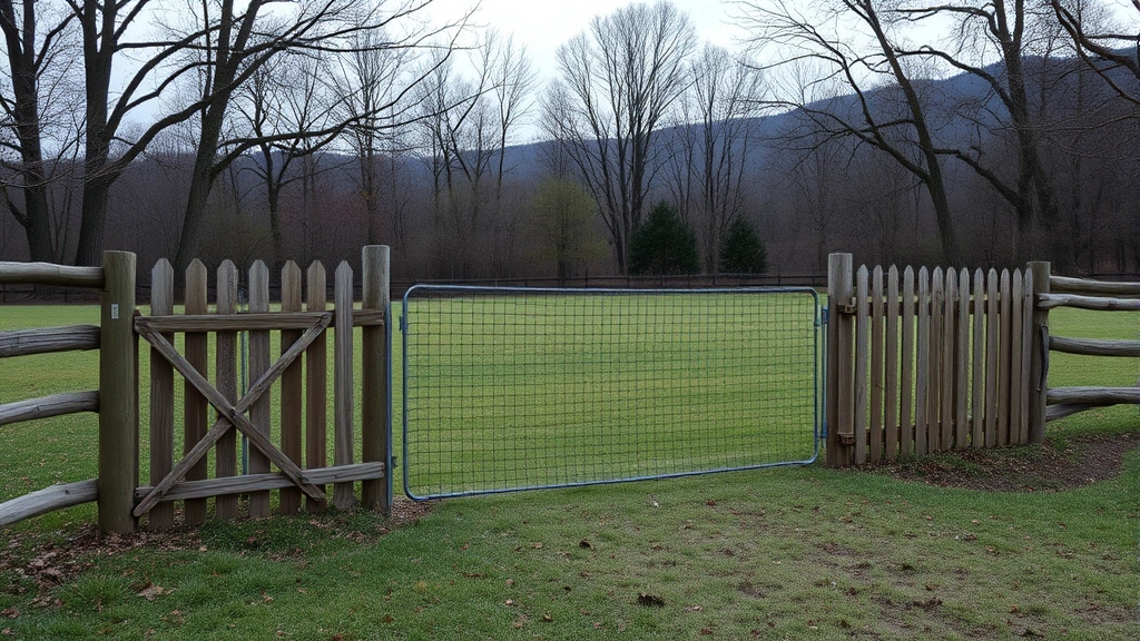 Fencing in Oliver Springs, TN with scenic mountains in the background and clear blue skies above.
