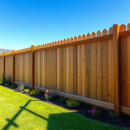 Completed cedar wood fence installation in Pigeon Forge TN, showcasing craftsmanship in a vibrant landscape setting.