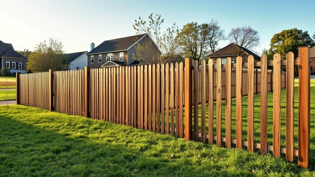 Fencing in Lenoir City, TN with a lush green backdrop and clear blue sky.
