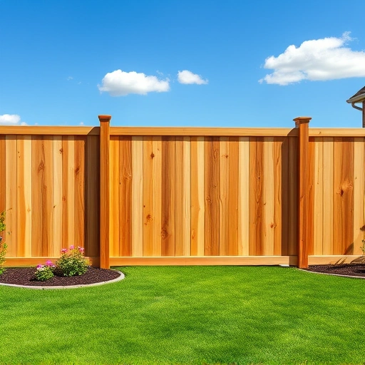 Completed wooden fence installation in Norris TN with natural grain in a vibrant suburban backyard setting.