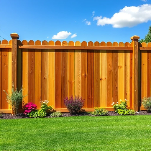 Completed wood fence installation in Rockwood TN with rich wood tones and a vibrant, well-maintained landscape.