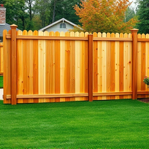 Completed wood fence installation in Knoxville TN with natural grain textures and lush green lawn backdrop.