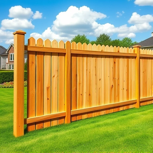 Completed wooden fence installation in Corryton TN, showcasing craftsmanship against a lush green lawn and blue sky.