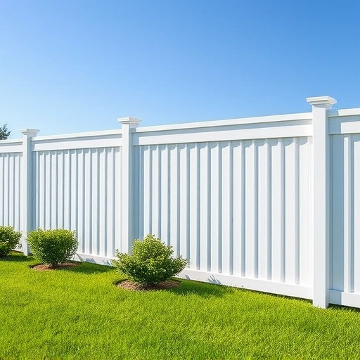 Completed aluminum fence installation in Knoxville TN with a sleek design, vibrant lawn, and clear blue sky backdrop.