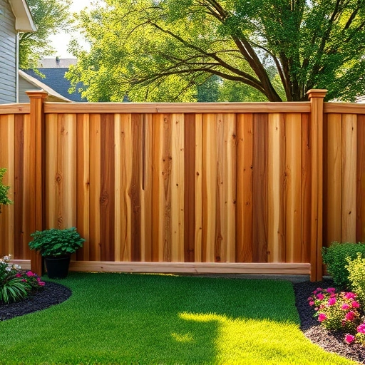 Completed wood fence installation in Jefferson City TN with cedar planks in a lush residential backyard setting.