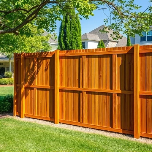 Completed wood fence installation in Kingston TN, surrounded by lush green lawn and serene suburban neighborhood.
