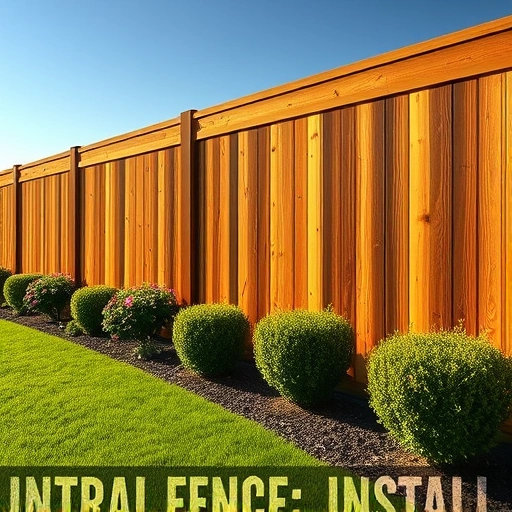 Horizontal wood fence installation in Knoxville TN blends with lush yard, sunlit grass, and vibrant flower beds.