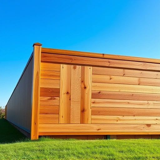 Horizontal wood fence installation in Knoxville TN with rich grain, smooth finish, and lush green lawn backdrop.