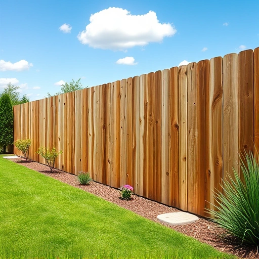 Completed wood fence installation in Morristown TN with weathered planks, manicured yard, and clear blue sky.