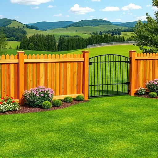 Completed fencing installation in New Tazewell TN with wood, vinyl, and wrought iron in a serene landscape.