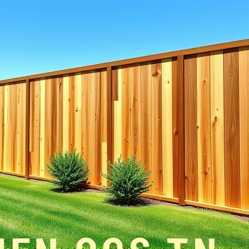 Vertical board wood fence installation in Knoxville TN, showcasing rich wood grains and a serene yard environment.