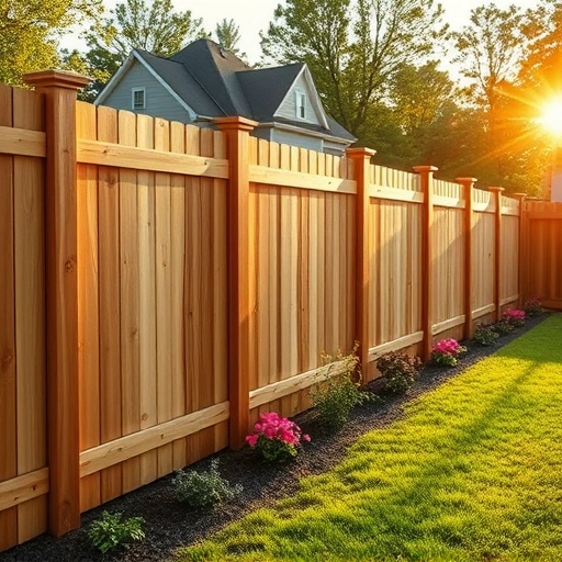Perfectly installed wooden and vinyl fences in a lush Kingsport TN backyard, showcasing craftsmanship and detail.