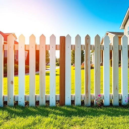 Dog-ear picket fence installation in Knoxville TN with rich wood grain and crisp white paint against green grass.