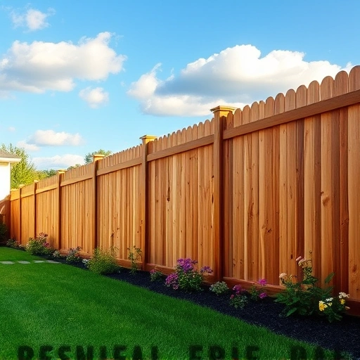 Completed wood fence installation in Tazewell TN, showcasing natural wood, vibrant flowers, and a serene backyard setting.