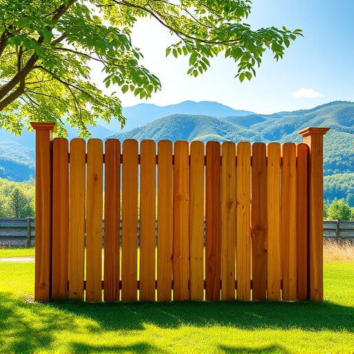 Completed wood fence in Pigeon Forge TN, showcasing natural wood against a vibrant Tennessee landscape.