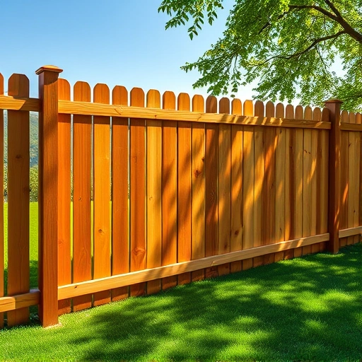 Completed wood fence installation in Knoxville TN with rich wood tones against a lush green lawn and vibrant landscape.