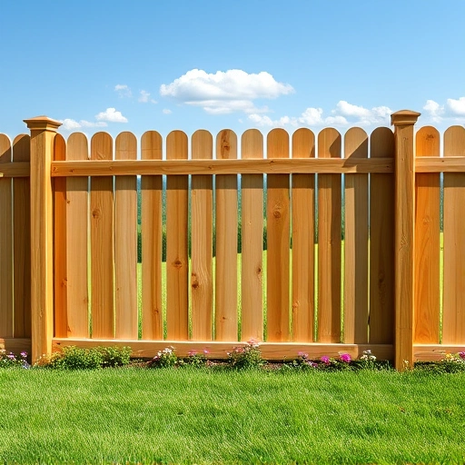 Completed wood fence installation in Mascot TN with natural finish, vibrant lawn, and colorful flowers in serene setting.