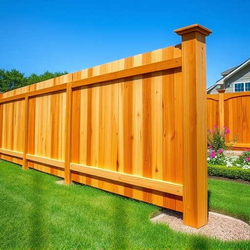 Completed wooden fence project in Maynardville TN with polished finish and vibrant garden enhancing its appeal.