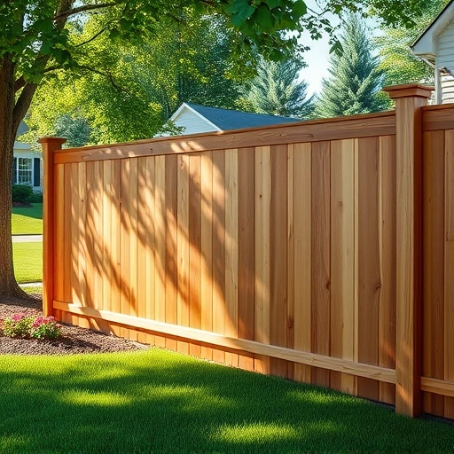 Completed wood fence installation in Tellico Village TN, showcasing natural wood grain and lush green surroundings.