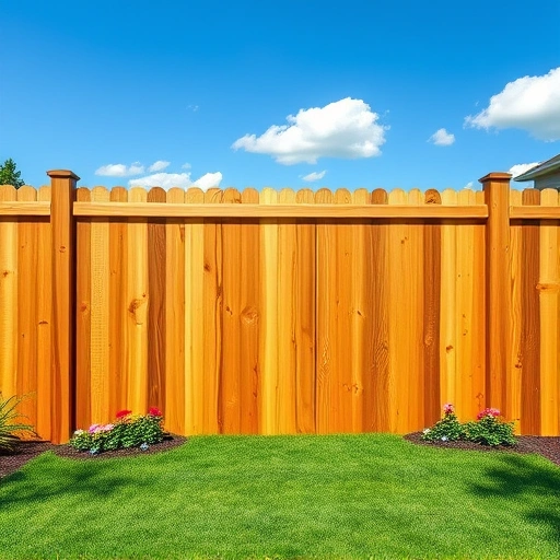 Completed wood fence installation in Knoxville TN, showcasing quality craftsmanship amidst a vibrant lawn and clear sky.